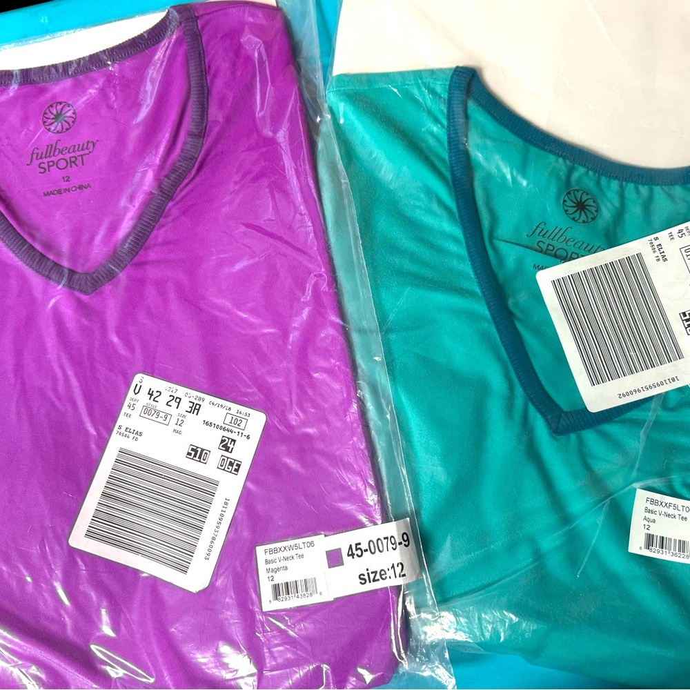 Full Beauty sport athletic shirt bundle women’s size 12 large purple teal $60